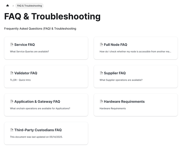 FAQ Documentation Screenshot