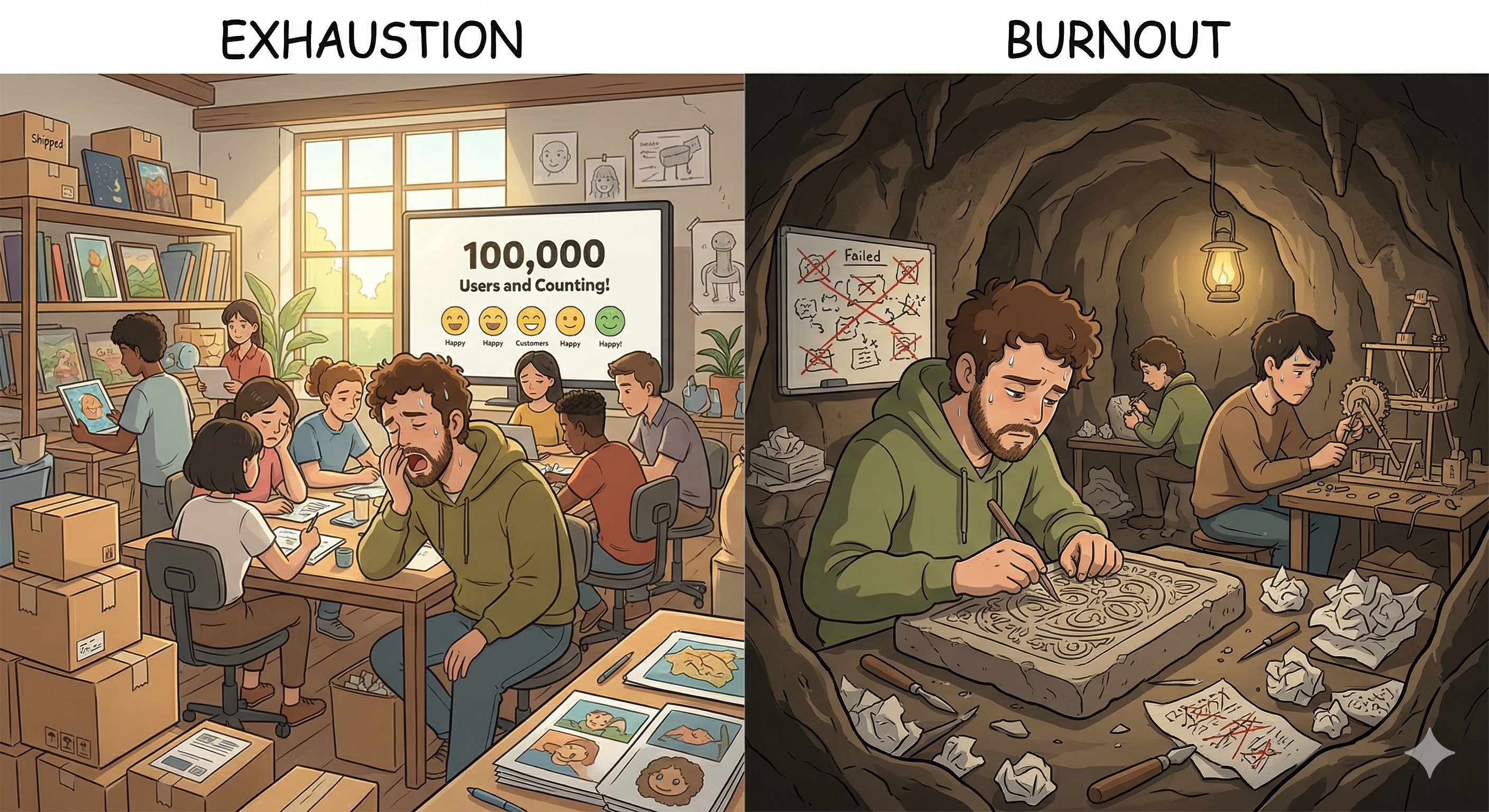 Exhaustion vs Burnout